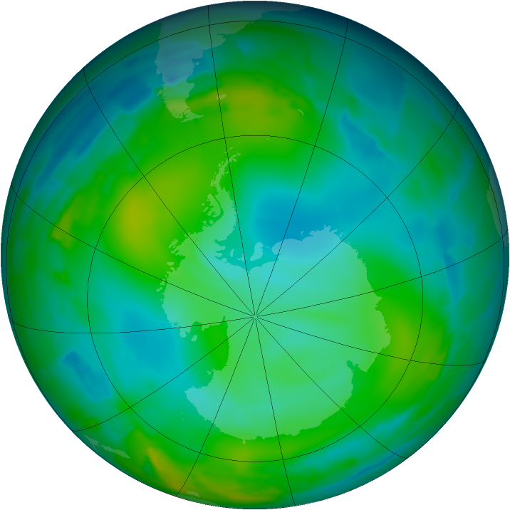Antarctic ozone map for 23 June 2012